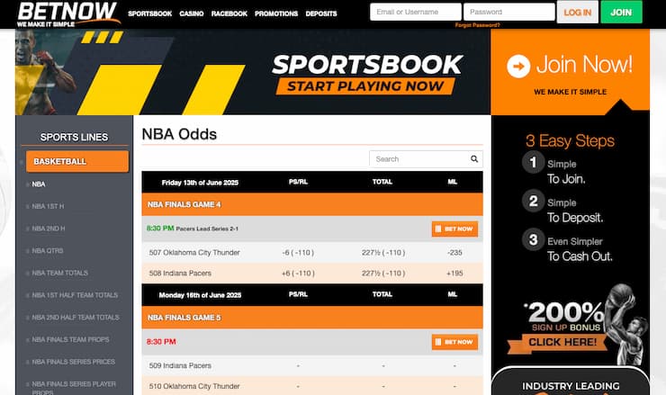 A snapshot of BetNow, one of our top 5 offshore sportsbooks.